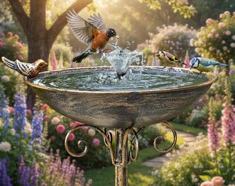Solar Bird Bath for Outside, Metal Bird Bath with Solar Fountain Bubbler, Garden Bird Bath Stand, Outdoor Yard Patio Decor, Bird Lover Gift