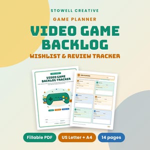 Video Game Journal Printable, Game Backlog Tracker, Wishlist and Review Log, Fillable PDF, Letter and A4