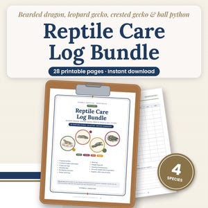 Reptile Care Log Bundle Printable, Bearded Dragon, Leopard Gecko, Crested Gecko, Ball Python Care Log, Reptile Husbandry Tracker PDF