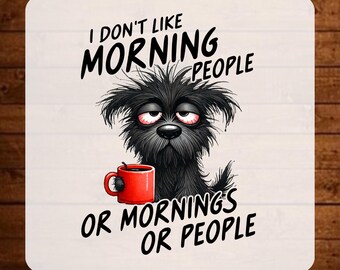 No me gusta la mañana. Transferencia DTF, citas sarcásticas retro listas para planchar, transferencia térmica con cita divertida, calcomanía termoadhesiva de humor para adultos.