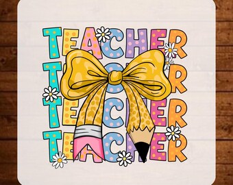 Preppy Teacher Dtf Transfer, Teacher Bow Ready To Press, Back To School Heat Transfer, Teacher Gift Iron On Decal, First Day Of School Dtf