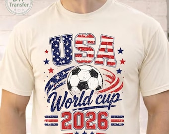 Transferencia DTF de la Copa Mundial de EE. UU. 2026, Copa de Fútbol 2026 lista para planchar DTF, Regalo divertido de fútbol Impresión DTF para camisetas, Transferencia termoadhesiva de la Copa América 2026