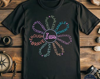 I Am Affirmation Words Dtf Transfer, Positive Saying Ready To Press, Inspirational Quotes Heat Press Transfer, Motivational Iron On Decal