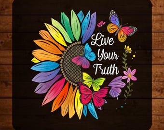 Live Your Truth Dtf Transfer, Positive Saying Ready To Press, Inspirational Quotes Heat Transfer, Motivational Iron On Decal