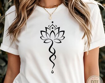 Transferencia termoadhesiva DTF de flor de loto de yoga para camisetas, frase positiva lista para planchar, citas inspiradoras, calcomanía motivacional para planchar