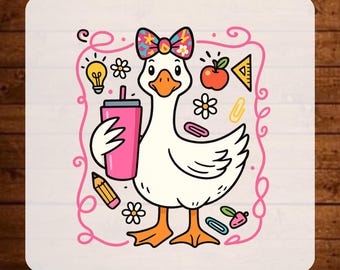 Preppy Silly Goose Dtf Transfer, Girly Bow Ready To Press, Back To School Heat Transfer, Teacher Gift Iron On Decal, First Day Of School Dtf