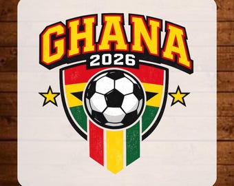 Transferencia DTF de fútbol de Ghana, Copa Mundial de Fútbol 2026 lista para imprimir DTF, regalo divertido de fútbol, impresión DTF, transferencia termoadhesiva para la Copa Mundial de EE. UU. 2026