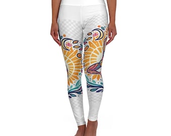 Leggings de yoga con estampado floral y diseño de mandala de rayos de sol / Cintura alta