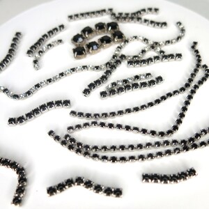Lot of Vintage Black Rhinestone Supply Rhinestone Chain Vintage ...
