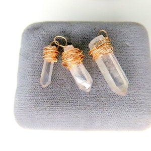 AURORA Tiny crystals w/ messy Bronze Wire Tiny raw AURORA crystals Set of 3 Aurora Quartz Crystals Jewelry Making Supplies JSUP-210 image 4