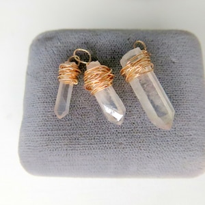 AURORA Tiny crystals w/ messy Bronze Wire Tiny raw AURORA crystals Set of 3 Aurora Quartz Crystals Jewelry Making Supplies JSUP-210 image 1
