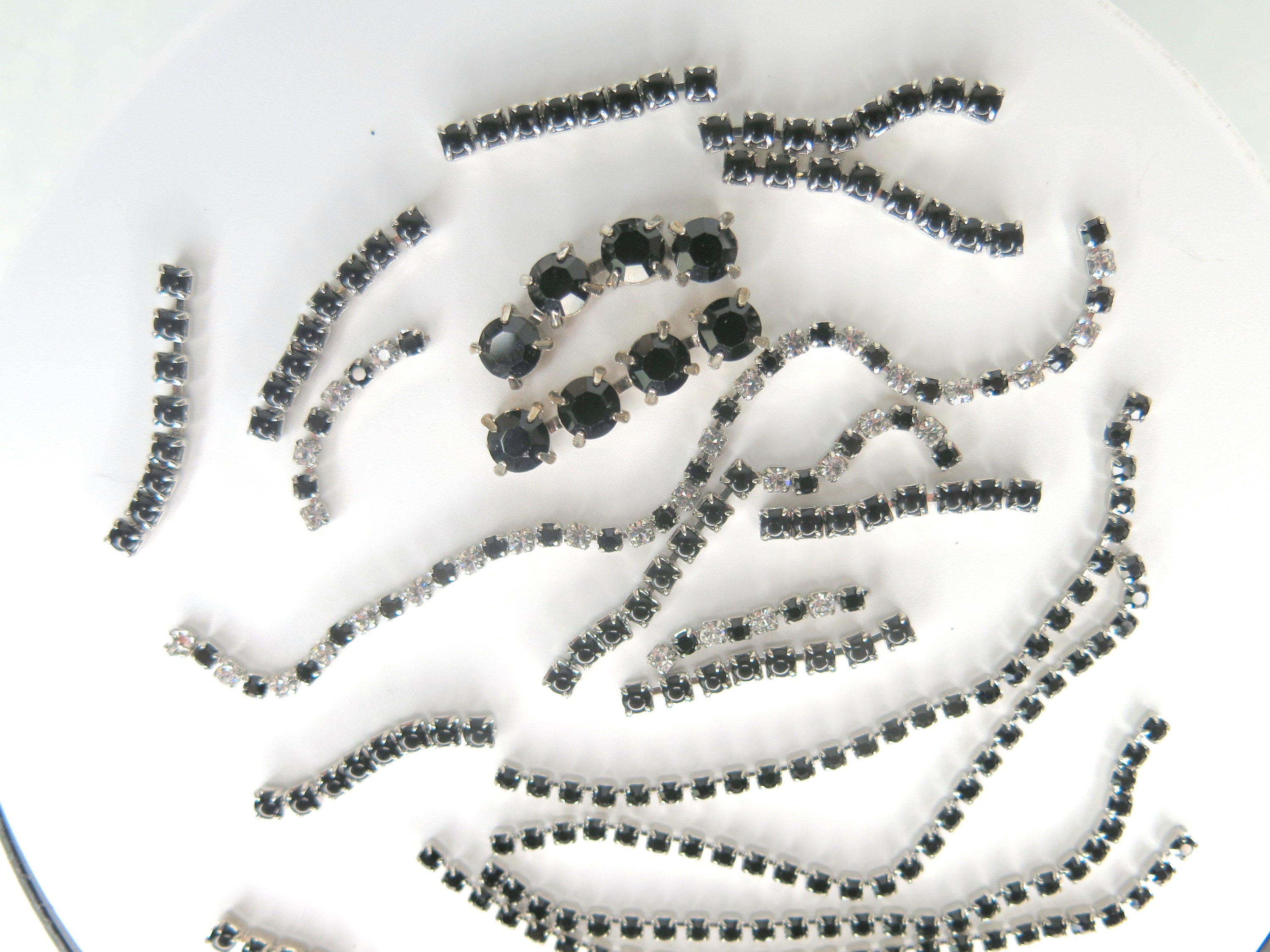 Lot of Vintage Black Rhinestone Supply Rhinestone Chain - Etsy