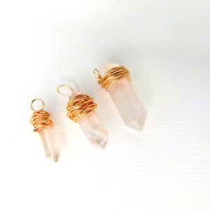 AURORA Tiny crystals w/ messy Bronze Wire Tiny raw AURORA crystals Set of 3 Aurora Quartz Crystals Jewelry Making Supplies JSUP-210 image 6