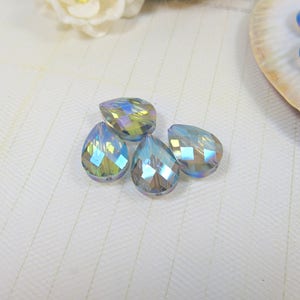 Glass Pear Shaped Glass Faceted Beads Faceted Glass Beads Earring Beads Pendant Glass Beads 4 Crystal Glass Loose Beads SP-117 image 1