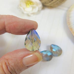 Glass Pear Shaped Glass Faceted Beads Faceted Glass Beads Earring Beads Pendant Glass Beads 4 Crystal Glass Loose Beads SP-117 image 2