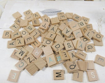 Wooden Letter Tiles - Game Style Tile - Wooden Tile Supplies - Wood Letter Tile -  Scrabble (r) style  Pendant Supply - New Tile SP-109