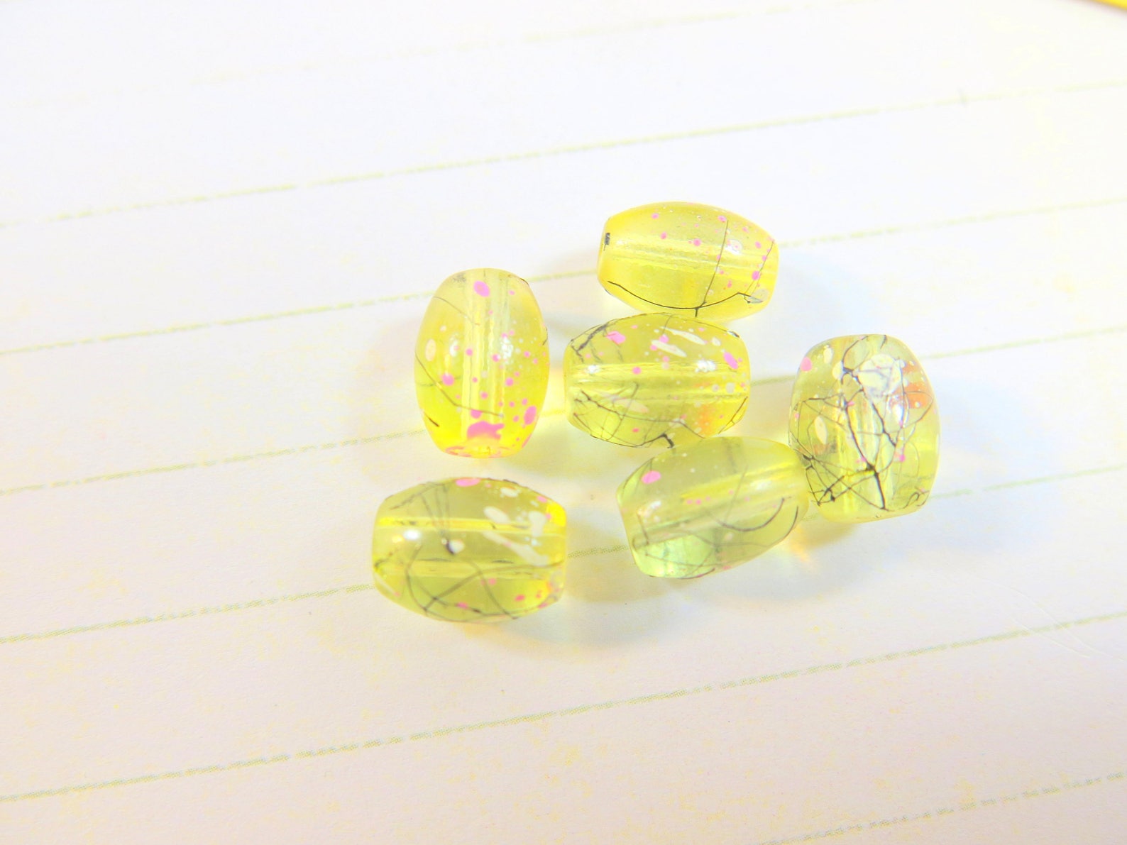 Vintage Splatter Paint Glass Beads Set of 6 Beads Vintage Etsy