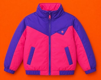 Chaqueta cortavientos infantil de los 90 con bloques de color / Abrigo Olive Tree