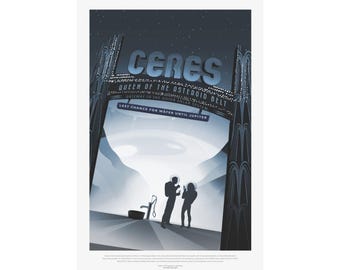 NASA Visions of the Future Poster - Ceres Queen of the Asteroid Belt Retro Art Vintage Space Travel Print Mid Century Modern Wall Decor Gift