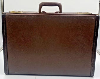 Vintage Stebco Brown Pilots Briefcase Attache Travel Case No Key 18" X 13" X 8"