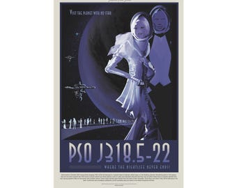 NASA Visions of the Future Poster - PSO J318.5-22 Rogue Planet Retro Art - Vintage Space Travel Print - Mid Century Modern Wall Decor Gift