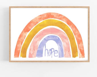 Hope-- Giclee Art Print Positive Empowerment Diversity Pastel Whimsical Rainbow Life Inspiration