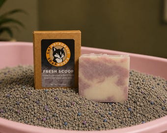 Fresh Scoop (Clean Litter) | Handmade Artisan Soap | Goat's Milk | Cat Mom | Cat Dad  | Lavender, Cedar, Linen, Clay | Gift (5oz)