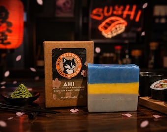 Ahi (tonijn) - handgemaakte ambachtelijke zeep gemaakt van geitenmelk (5oz)