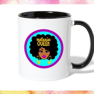 Melanin Queen Mug,Afro Mug,Black Woman Mug,Inspirational Mug,Motivational Mug,Quote Mug,Office Gift,Gift For Coworker,Boss Day Gift