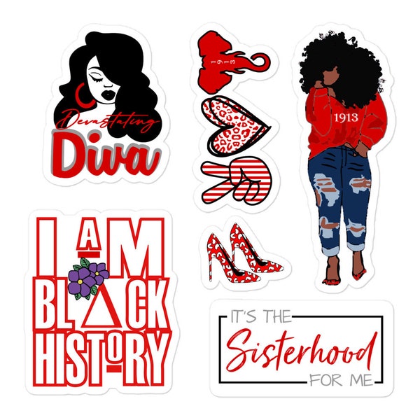 Devastating Diva Sticker sheet, Delta Stickers, Sorority Stickers