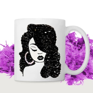 Vixen Rhinestone Bling Mug, Rhinestone Mug, Black Woman Mug, Coffee Cup, Bling, Gift Idea, Gift Idea, Custom Mug, Boss, Women Boss Mug