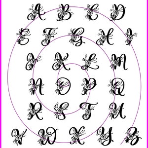 Fancy Floral Font, Flower SVG, Flower Font, digital download, svg, png, pdf, cricut, silhouette