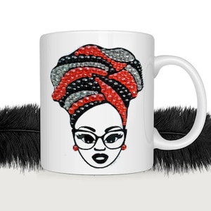 Headwrap Bling Mug, Rhinestone Mug, Afro Bling Mug, Coffee Cup, Bling, Gift Idea, Gift Idea, Custom Mug, Boss, Women Boss Mug