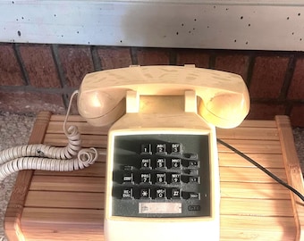 GTE Vintage-telefoon beige/geel drukknop aanraken NIET GETEST