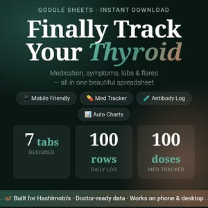 Hashimoto's Tracker Google Sheets | Thyroid Symptom & Medication Log | Antibody Tracker | Instant Download