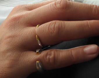 Anillo de cuerno fino de metal mixto - Anillo de garra dorada - Anillo de oro simple - Anillo abierto - Anillo de banda minimalista - Anillo apilable - Anillo ecológico - Unisex