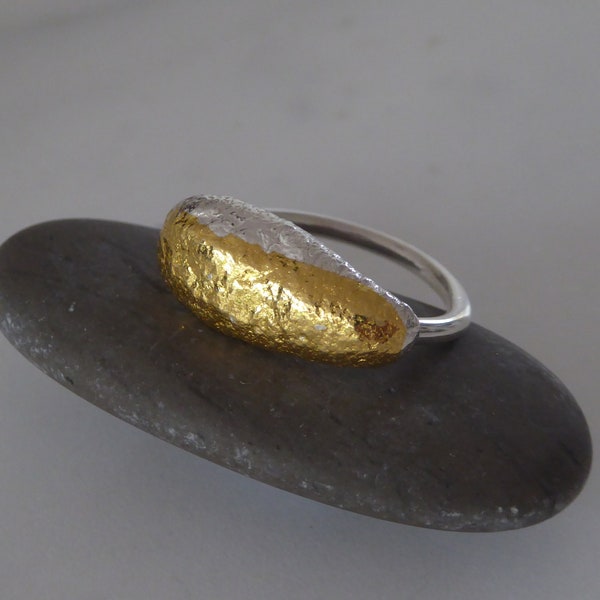 Chunky Gold Pebble Ring - Organic Gold Ring - Gold Statement Ring - Gold Freeform Ring - Big Reticulated Nugget Ring - Sustainable Jewellery