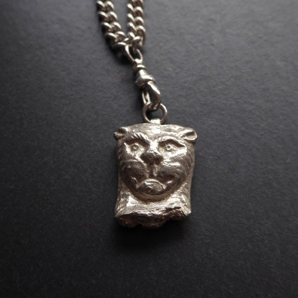 Ancient Lion Amulet - Lion Head Pendant - Archeological find - Roman Zoomorphic Amulet - Cast in Eco-friendly Silver - Symbol of Courage