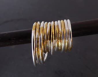 Aros minimalistas bicolores ecológicos - Aros de oro y plata reciclados de 24 quilates - Aro nasal multifuncional - Aro para el tabique nasal de metal mixto