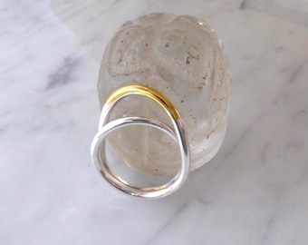 Anillo envolvente Keum Boo - Anillo minimalista de plata doble y oro de 24 quilates - Anillo envolvente contemporáneo de dos tonos