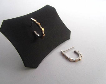 Silver Hoops With Gold Detail (large version)- Simple Hoops - Silver Hoops - Handmade Hoops - Eco-Friendly Silver