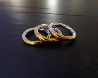 Anillo de plata y oro reciclados - Anillo de eternidad minimalista y contemporáneo - Anillo de compromiso de metal mixto - Anillo ecológico - Banda de 3 mm