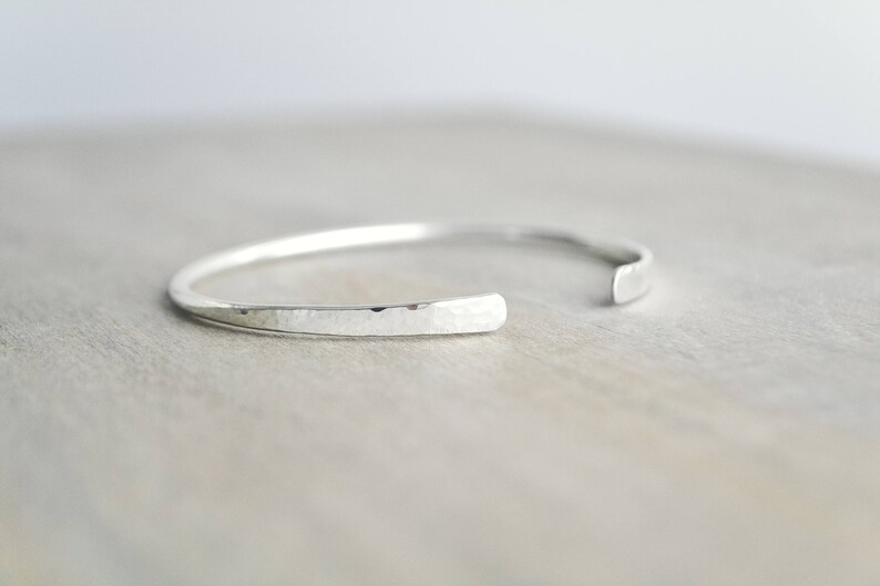 Minimalist Cuff Hammered Bracelet Sterling Silver Cuff Open Cuff Bangle Horizon Bracelet Hammered Silver Bracelet Delicate Bracelet