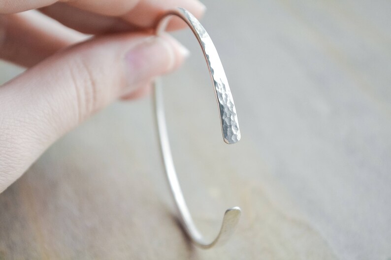 Minimalist Cuff Hammered Bracelet Sterling Silver Cuff Open Cuff Bangle Horizon Bracelet Hammered Silver Bracelet Delicate Bracelet