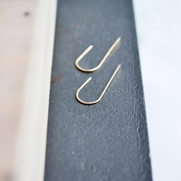 Gold Arc Earrings | Gold Arcs, Hook Earrings, Horseshoe Earrings, Gold Line Earrings, Gold Bar Earrings, Open Hoops, Minimalist Earrings