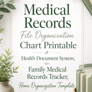 Medical Records Organizer Printable, Health Document Tracker, Family File System