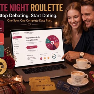 Date Night Roulette, Couples Date Night Planner App and Random Idea Generator, Interactive HTML Gift, No Login or Subscription, Offline Apps