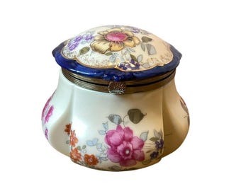Antique Nippon Morimura Bros Japan Floral Porcelain Powder Trinket