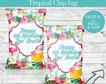 Tropical- Aloha Favor Bags - chip bags - Digital - Party bags - Favor bags - Treat Bags - Loot Bags - Snack Bags - Custom chip bags
