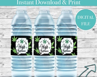 Etiquetas de botellas de agua de marihuana- 420- imprimes - Favores de fiesta